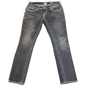 Silver Co. Aiko Skinny Jeans Womens 32x29 Gray Denim Cotton Stretch Med Wash